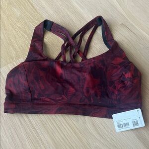 Women's Red Strappy Sports Bra